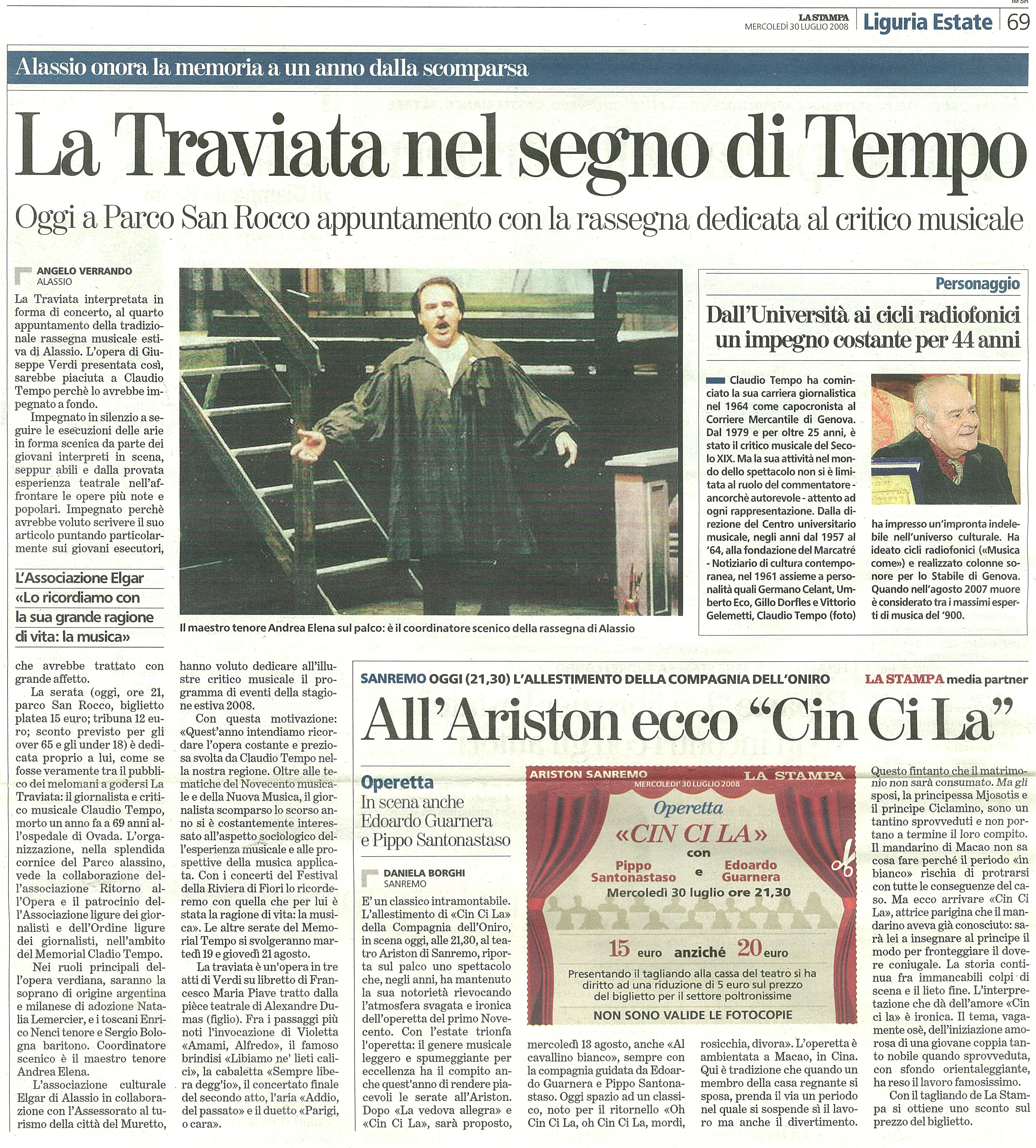 30.07.2008 – LA STAMPA – La Traviata Alassio